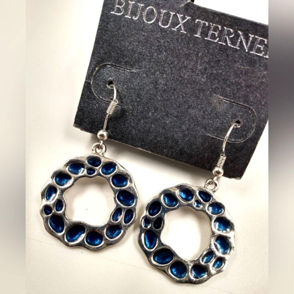 Bijoux Terner Animal Print Earrings Jewelry Blue Stone New - Picture 2 of 7